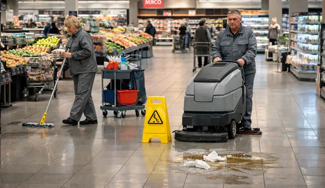 Клинеры Real Services убирают гипермаркет