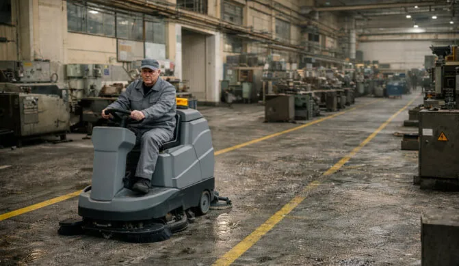 Клинеры Real Services убираются в производственном цехе